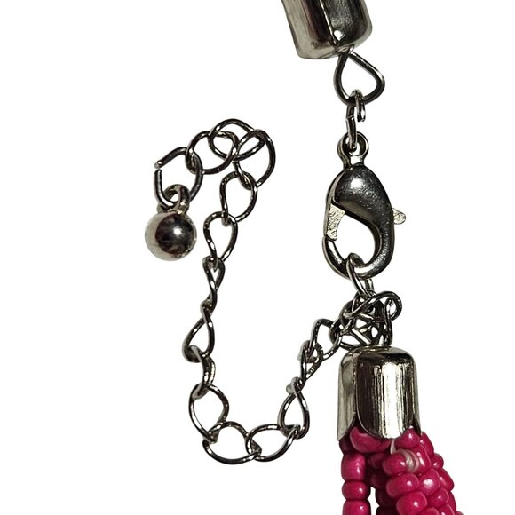 Boho Pink Seed Beaded Multi Strand Necklace Funky Fashion Jewelry Women - Picture 5 of 7